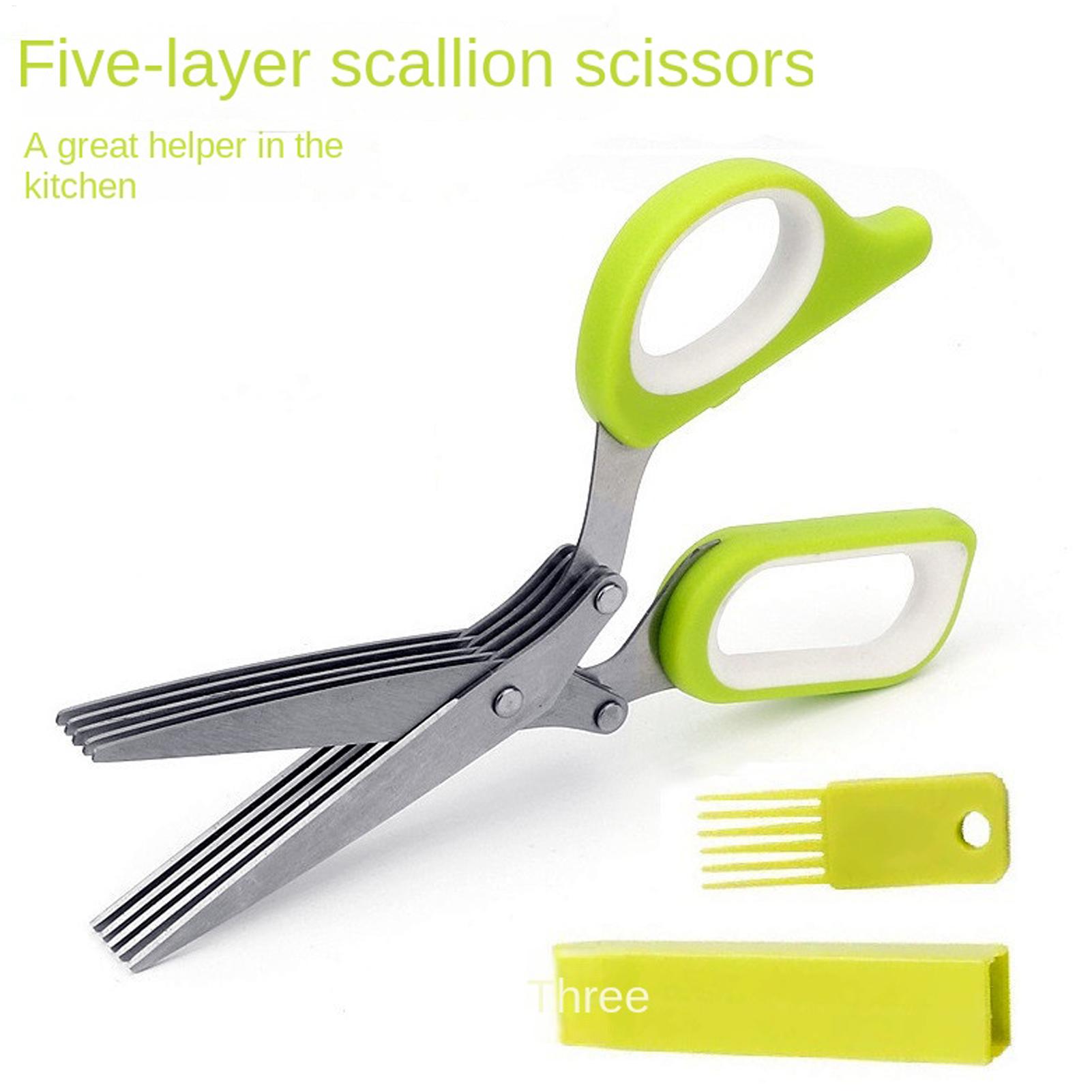 Herb Scissors 5 Blade - ハーブシザー 5枚刃 ステンレス製 キッチンシザー カバーとコームクリーナー付き ローズマリー