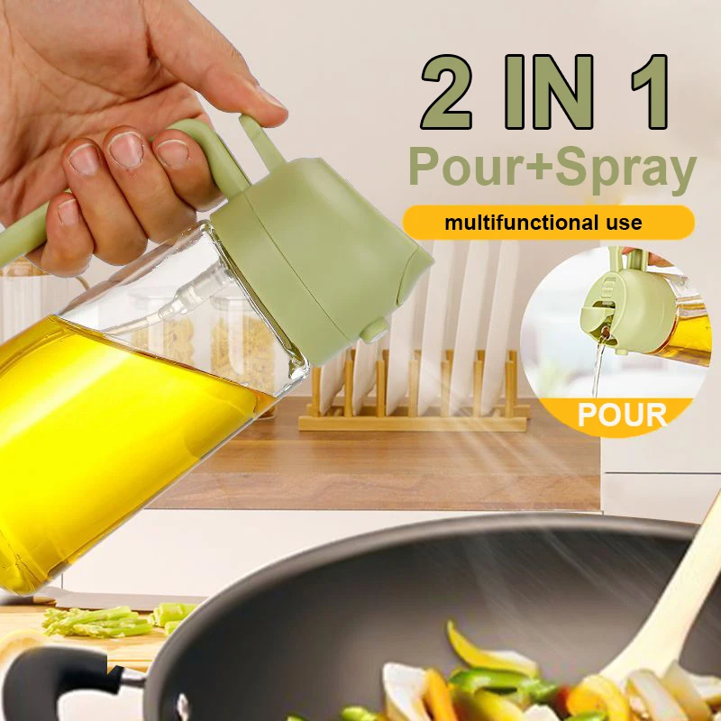 Kitchen Gadgets Oil Spray - 2 in 1 注ぐスプレー噴霧器キッチンフライヤーエアスプレーオイルディスペンサーボトルオリーブオイル調理揚げ物バーベキューキャンプ大容量