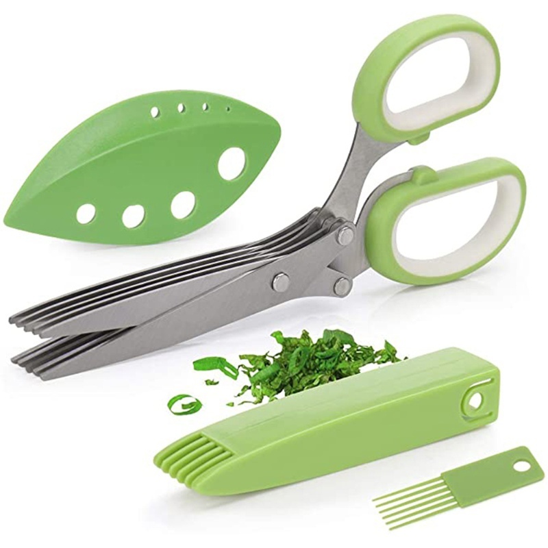 Herb Scissors 5 Blade - 5枚刃付きハーブはさみ キッチンガジェット カッター チョッパー ミンサー 多目的キッチンはさみ