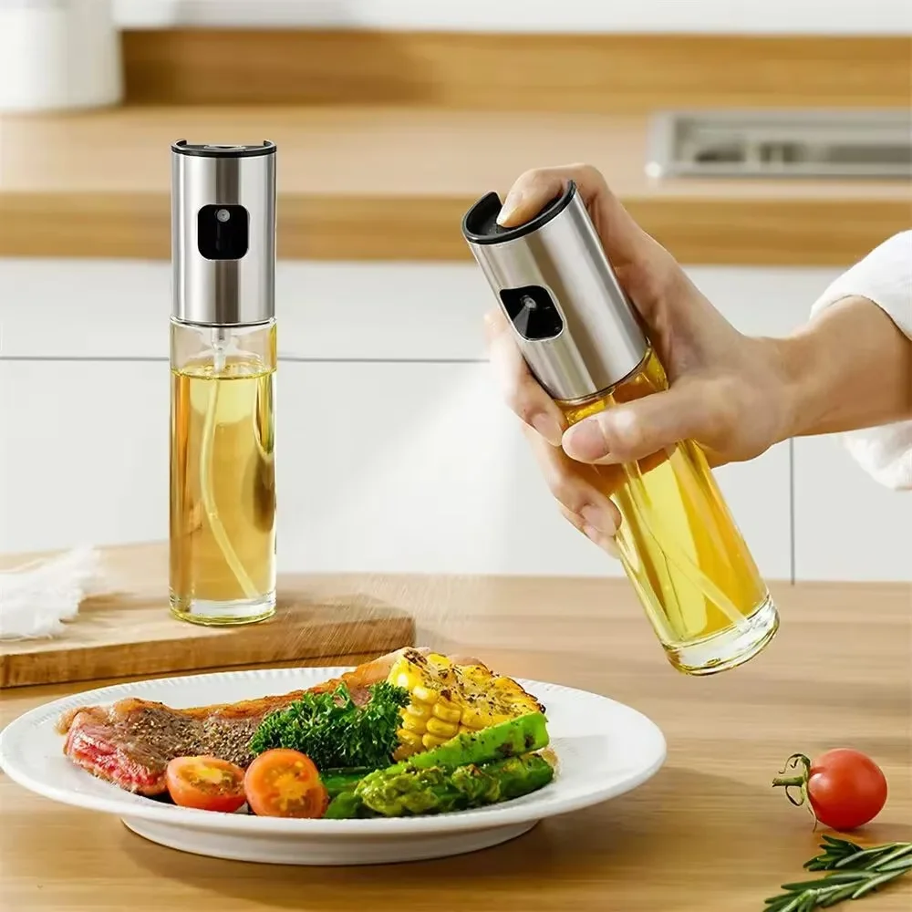 Kitchen Gadgets Oil Spray - ガラス製オイルスプレーヤー、料理用オリーブスプレーミスター、サラダ、バーベキュー、キッチン、ベーキング用、空のビネガーボトル