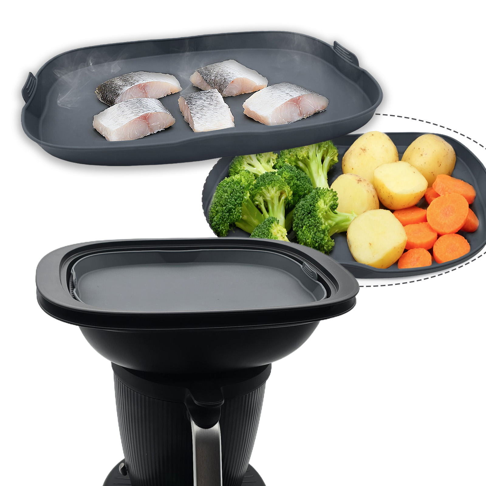 Kitchen Gadgets Thermomix - シリコンスチーマー＆ベーキングディッシュ サーモミックス TM5 TM6 TM31用、多機能蒸し焼き調理器具、耐熱シリコン