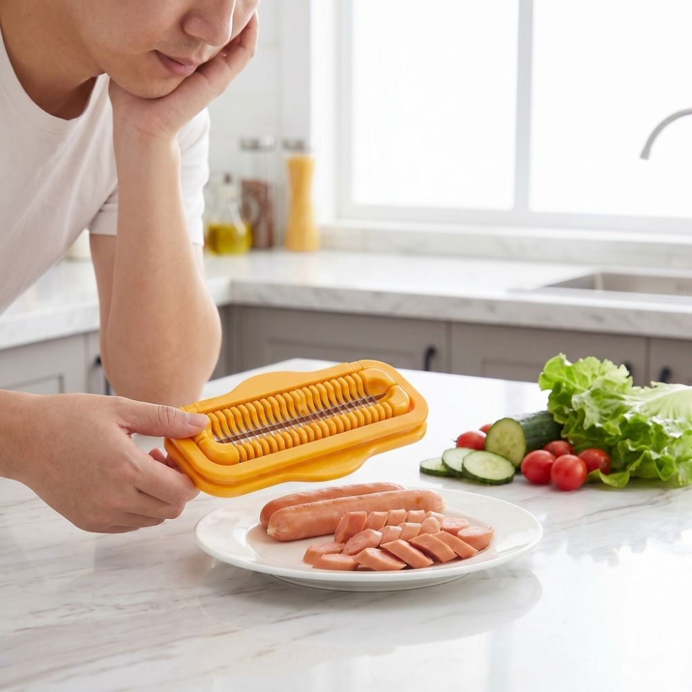 Kitchen Gadgets Save Time - 多機能ステンレス鋼ハムスライサー効率的な時間節約ホットドッグスライサー手動バナナスライサーキッチンガジェット