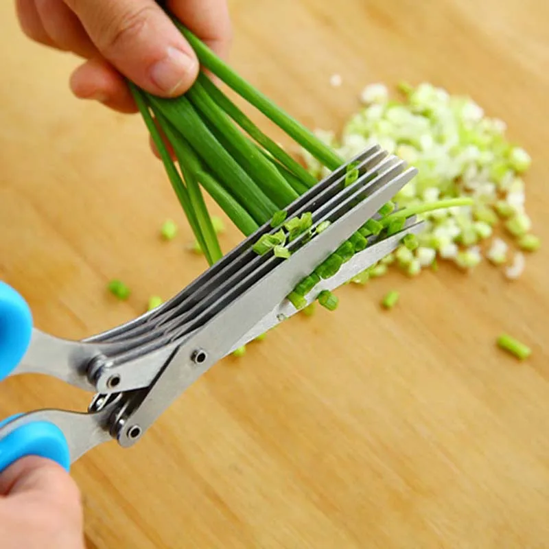 Herb Scissors 5 Blade - 多機能ネギはさみ、寿司細断ネギカットハーブスパイス、調理器具、5層ブレード