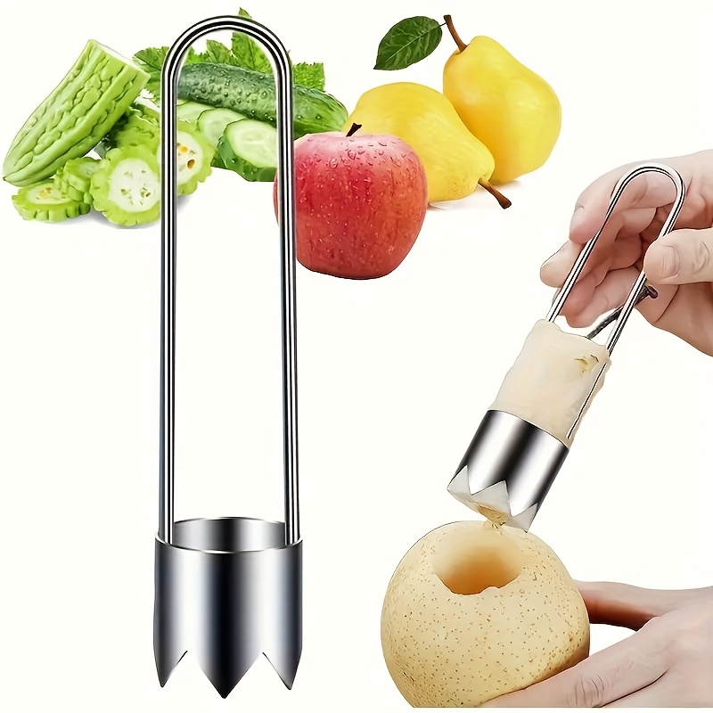 Kitchen Gadgets Kitchen - ステンレス製果物野菜芯抜き器、ピーマン種子除去ツール、リンゴ梨芯抜きカッター、キッチンアクセサリーガジェット
