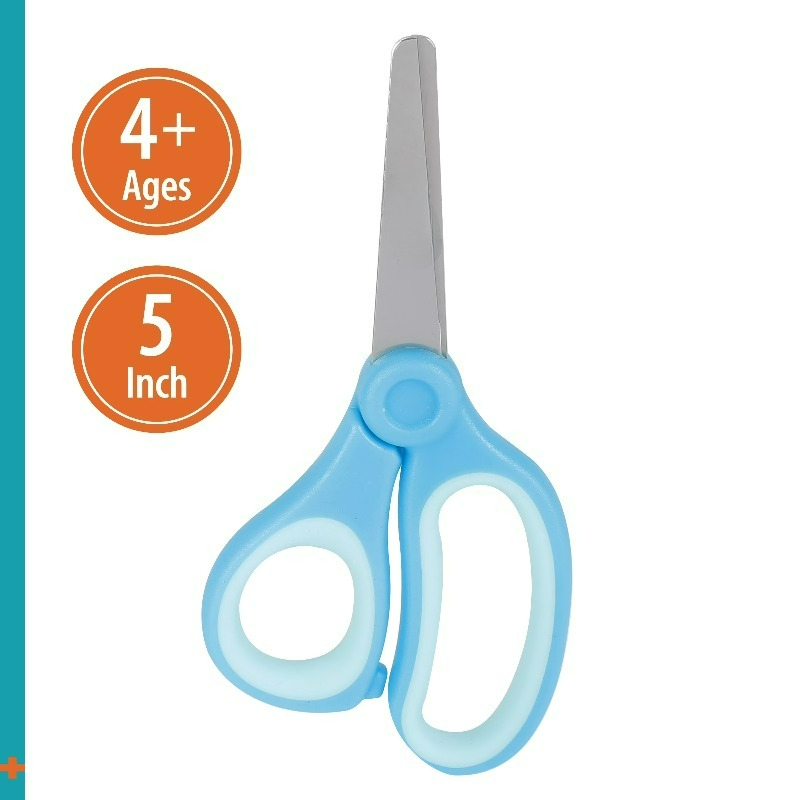 Herb Scissors 5 Blade - 5インチの先端が丸い子供用ハサミ、対象年齢4〜7歳、学用品、多目的、青色