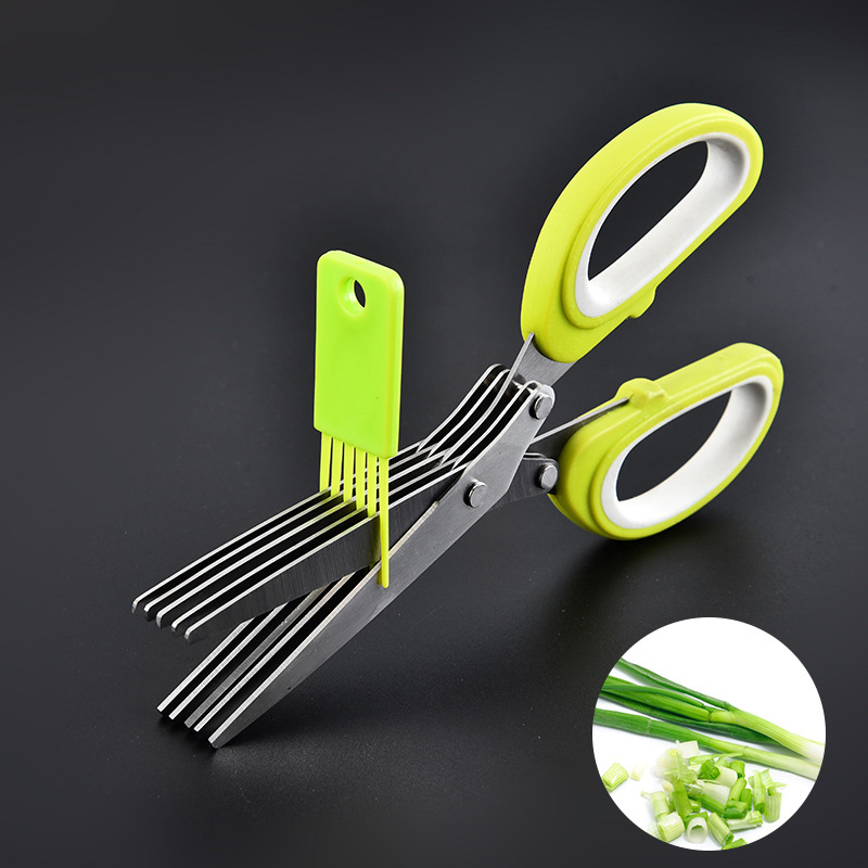 Herb Scissors 5 Blade - ハーブはさみステンレス鋼 5 刃キッチンはさみ家庭用野菜カッターカバー付き多機能キッチンガジェット
