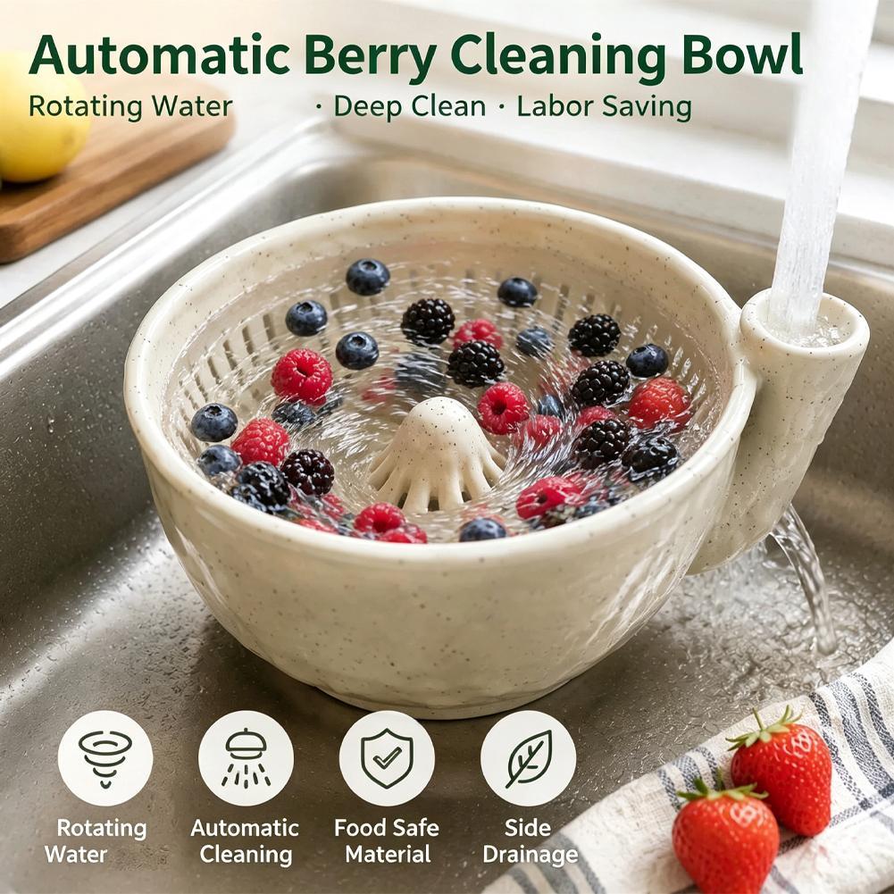 Vegetable Kitchen Gadgets - ベリー洗浄ボウル セラミック製回転式水切り器 ストレーナー 水切りバスケット 果物・野菜洗浄器 リンサー