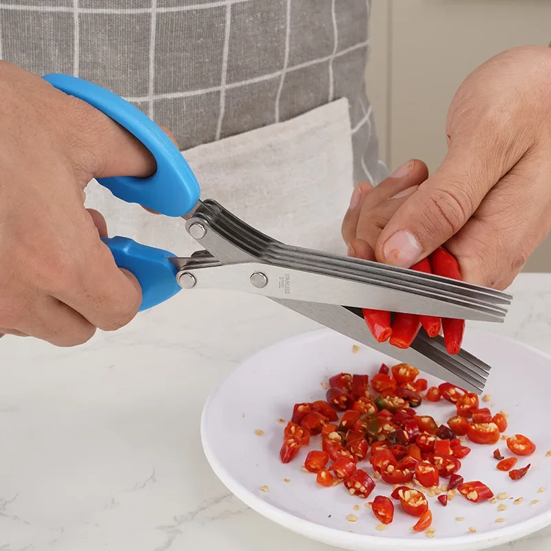Herb Scissors 5 Blade - 多機能ステンレス鋼キッチンはさみ、多層、ハーブはさみ、スカリオンカッター、アクセサリー、5ブレード