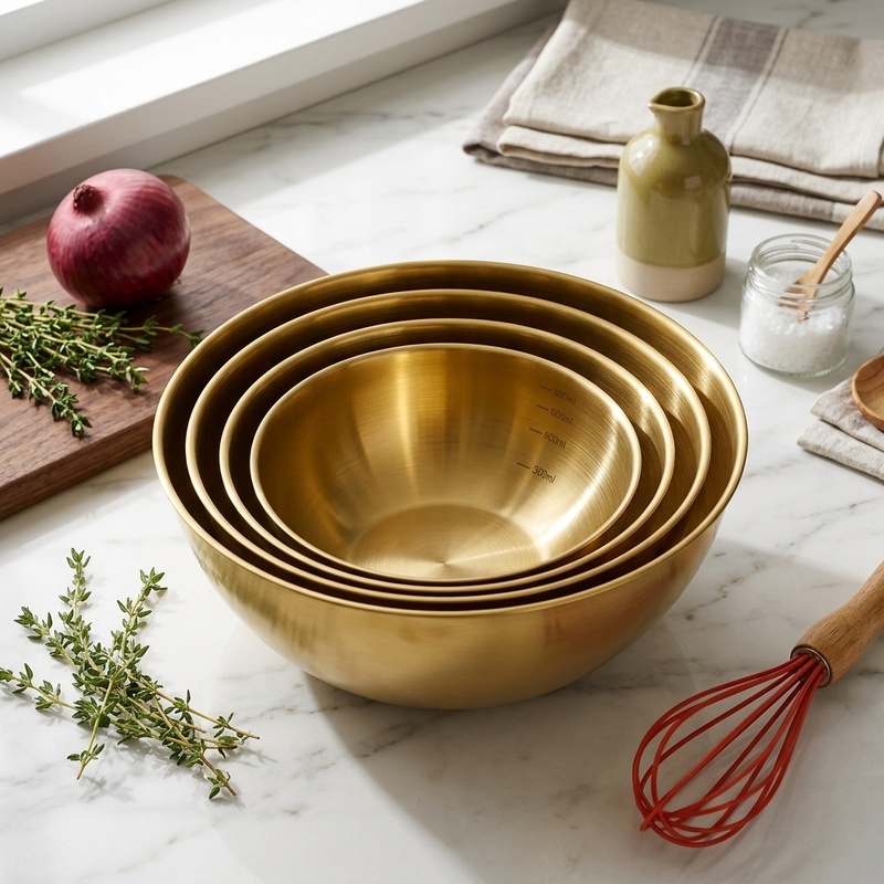 Kitchen Gadgets Website - 3個セット ステンレス製ミキシングボウル、混ぜる・こねる・焼くための大型サラダボウル、積み重ね可能なキッチン用食品準備アクセサリー