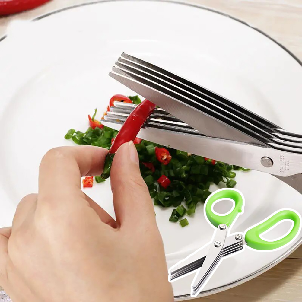 ステンレス鋼のハーブはさみネギカッター 5 つの鋭い刃で素早 - Herb Scissors 5 Blade のレビューと価格