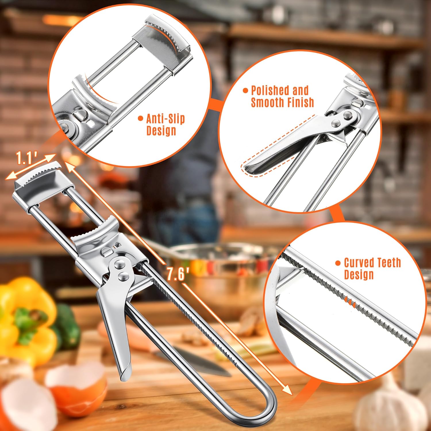 調節可能なステンレス製ジャーオープナー、高齢者、関節炎、男性 - Kitchen Gadgets Men のレビューと価格