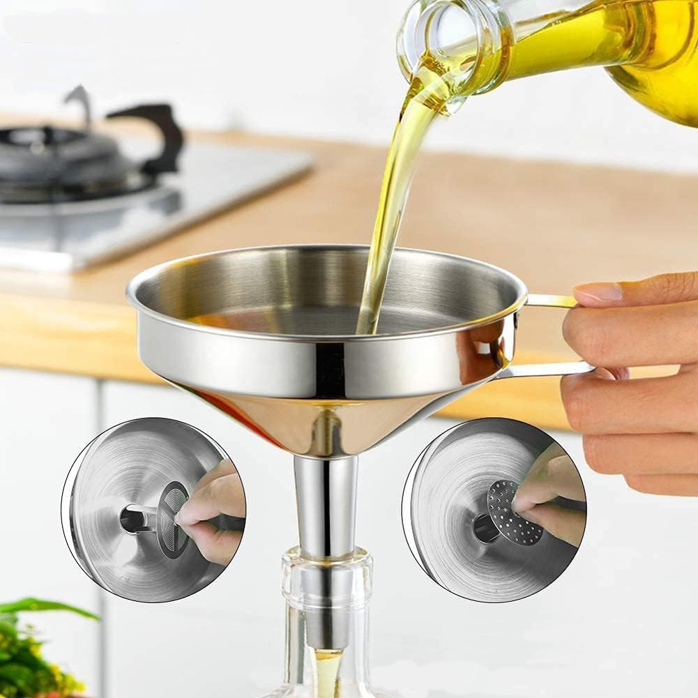 1Pc ステンレス鋼食用油漏斗広口キッチンアクセサリーバービ - Kitchen Gadgets Latest のレビューと価格