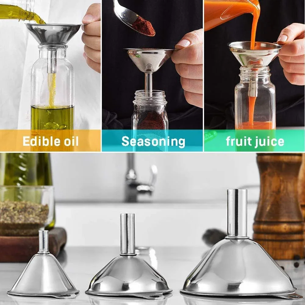 3 個のステンレス鋼キッチン漏斗セットボトル充填用ミニ金属漏 - Kitchen Gadgets Latest のレビューと価格