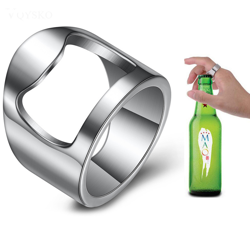 ボトルオープナーリング創造性コルク抜きステンレス鋼指輪ビール - Kitchen Gadgets Men のレビューと価格