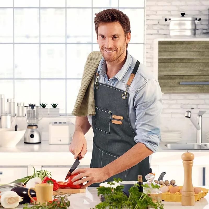 家庭用キャンバスエプロン耐油手を拭くことができますキッチン調 - Kitchen Gadgets Trending のレビューと価格