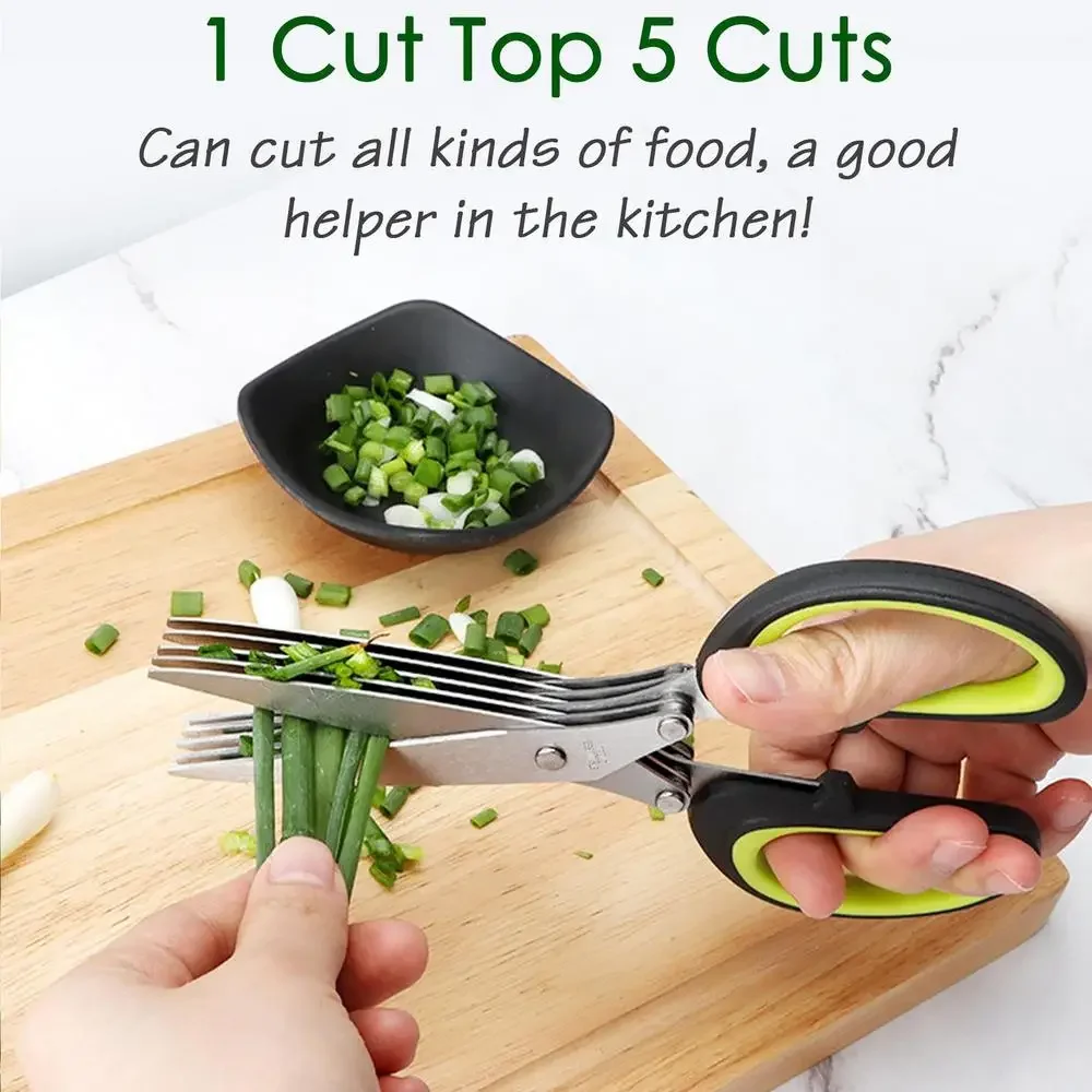 多層はさみ キッチンはさみ 5枚刃 ステンレス鋼 玉ねぎカッ - Herb Scissors 5 Blade のレビューと価格