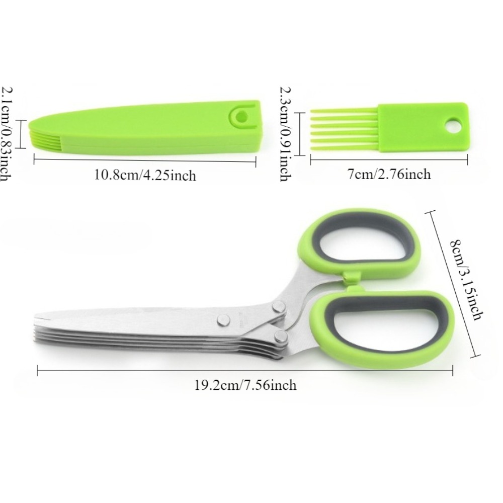 多層はさみ キッチンはさみ 5枚刃 ステンレス鋼 玉ねぎカッ - Herb Scissors 5 Blade のレビューと価格