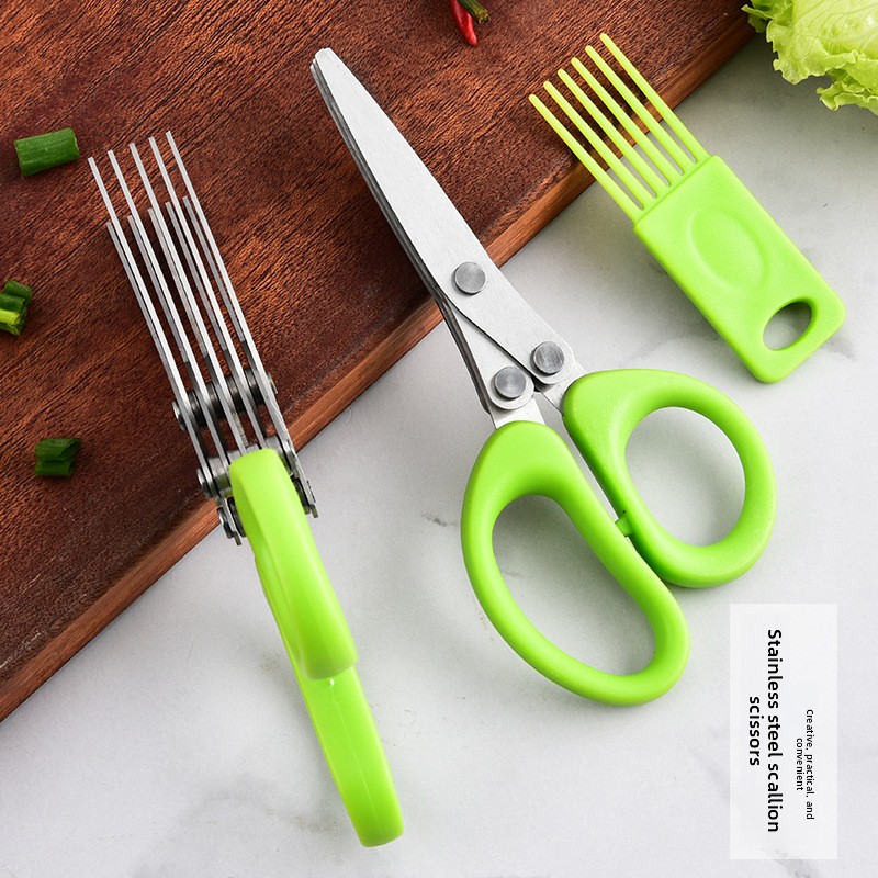 ステンレス製多層3枚刃・5枚刃ネギはさみ キッチン野菜カッタ - Herb Scissors 5 Blade のレビューと価格