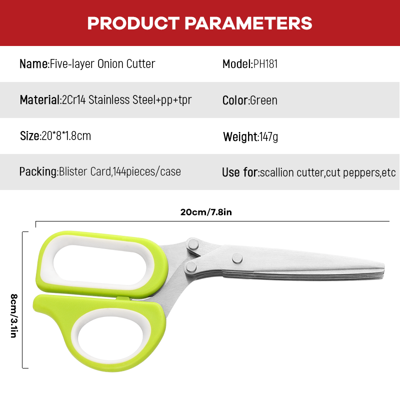 5枚刃ステンレス製ハーブはさみ、多機能キッチンはさみ、ネギ、 - Herb Scissors 5 Blade のレビューと価格