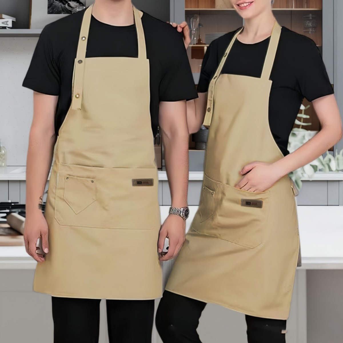 新しいファッションキッチンエプロン女性男性シェフ作業エプロン - Kitchen Gadgets Trending のレビューと価格