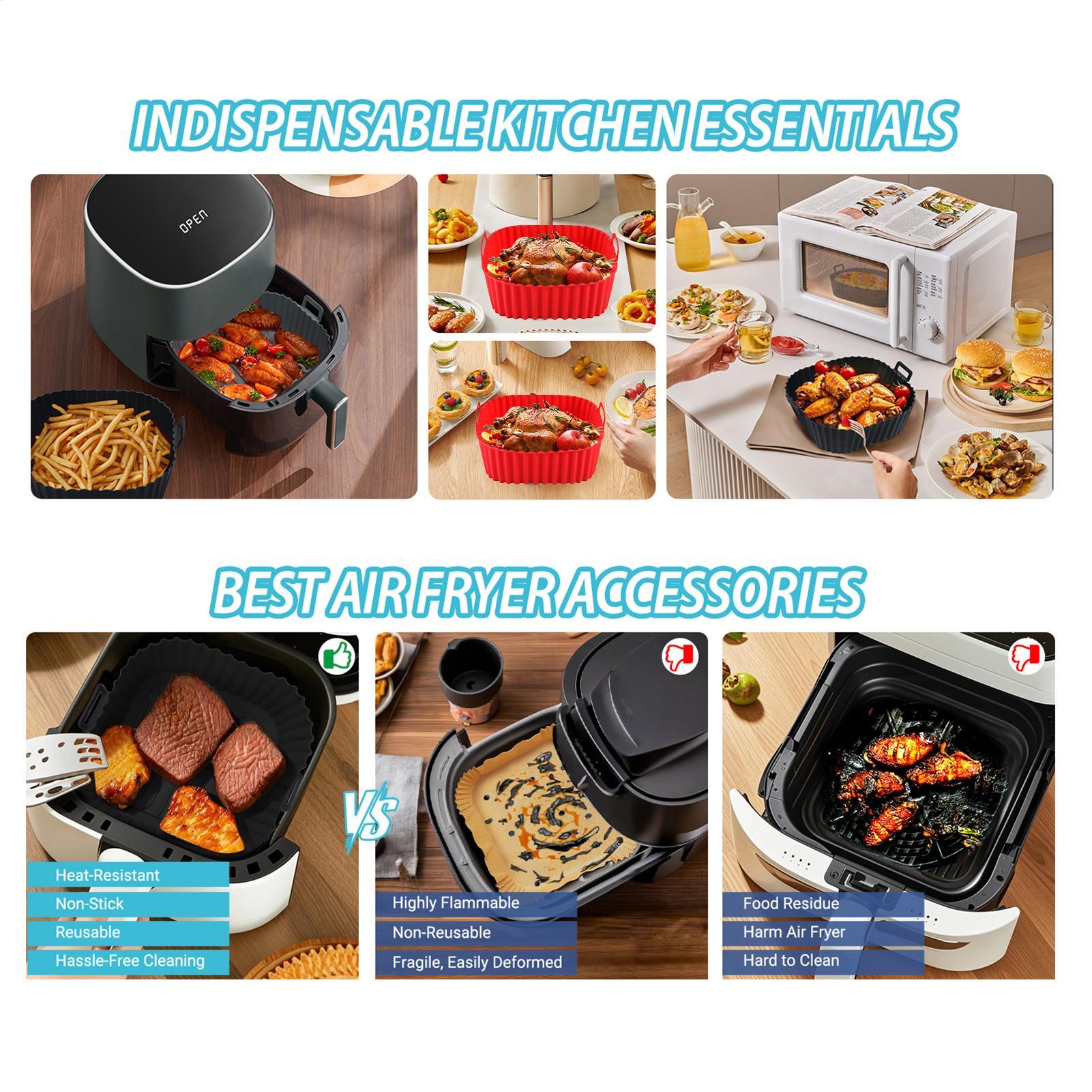 シリコン製エアフライヤーライナー、正方形エアフライヤーバスケ - Kitchen Gadgets Men のレビューと価格