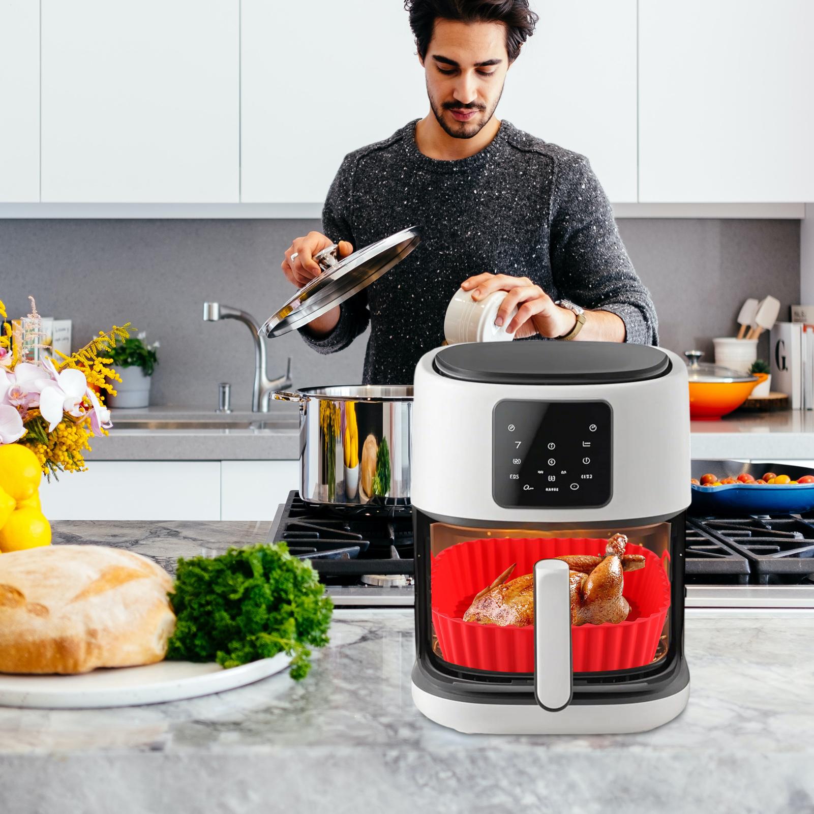 シリコン製エアフライヤーライナー、正方形エアフライヤーバスケ - Kitchen Gadgets Men のレビューと価格