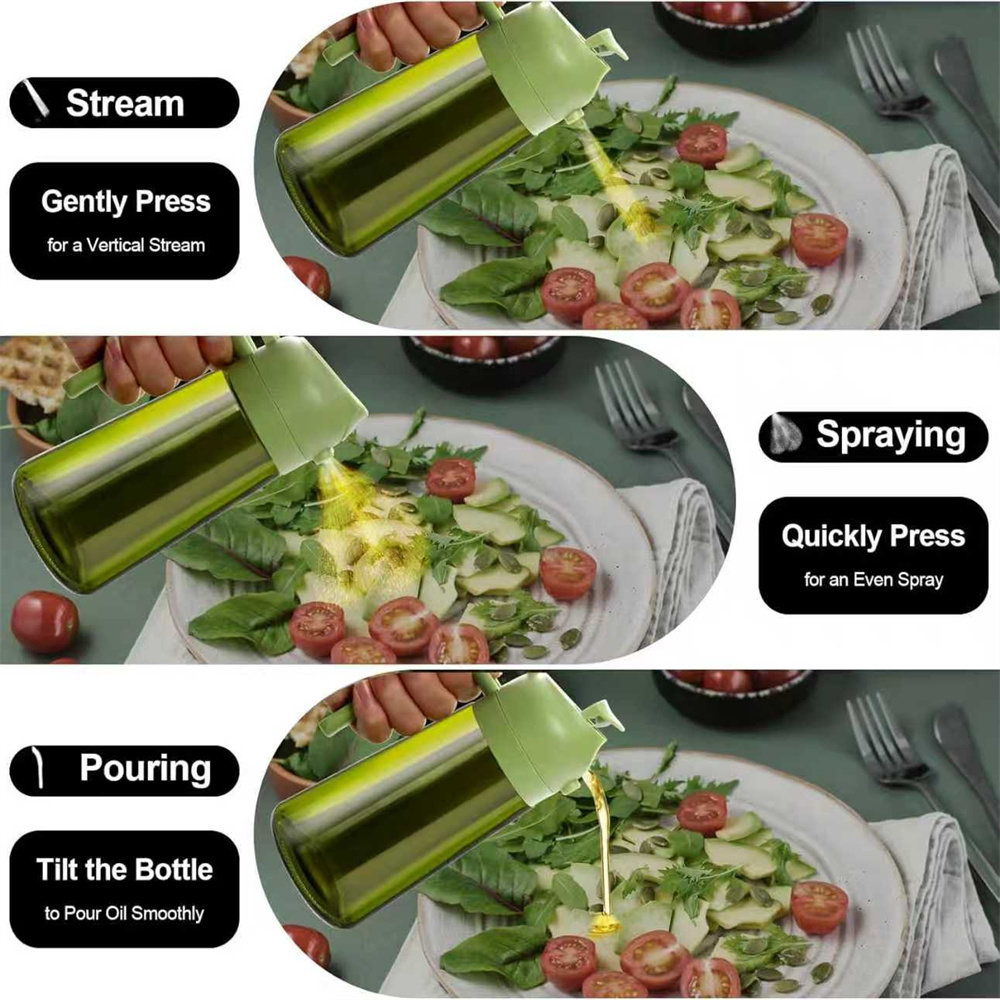 470ml 2-in-1 ガラス製オリーブオイルスプレーディ - Kitchen Gadgets Oil Spray のレビューと価格