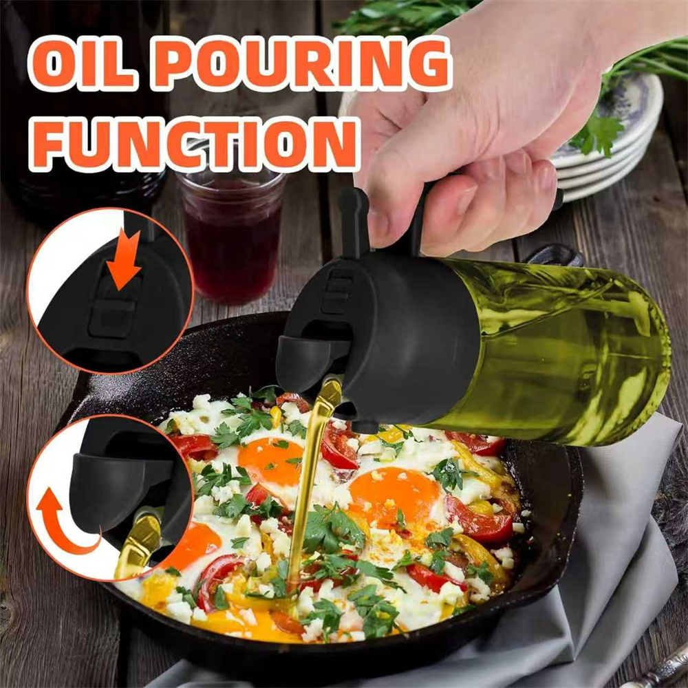 470ml 2-in-1 ガラス製オリーブオイルスプレーディ - Kitchen Gadgets Oil Spray のレビューと価格