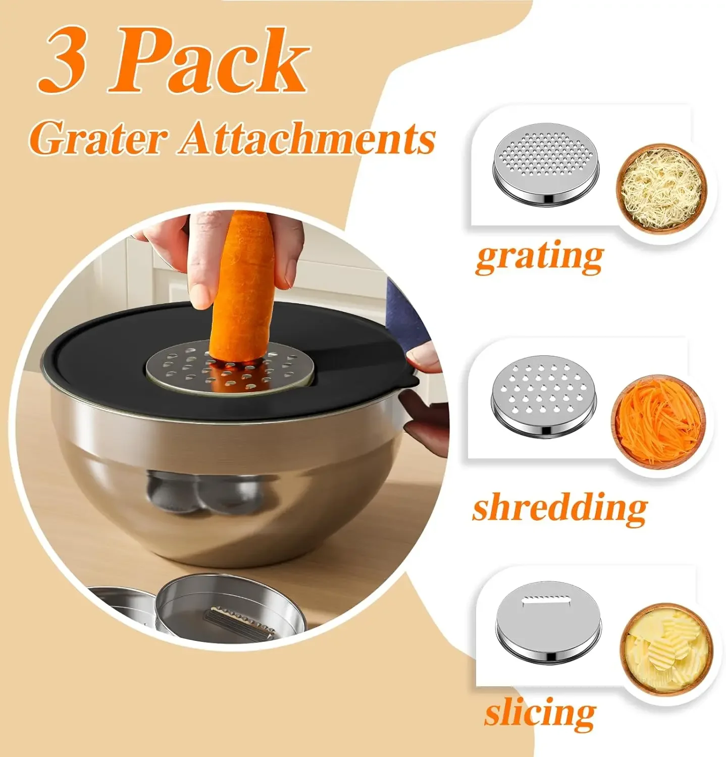 6個セット ステンレス製ミキシングボウル 密閉蓋付き 3種類 - Kitchen Gadgets Latest のレビューと価格