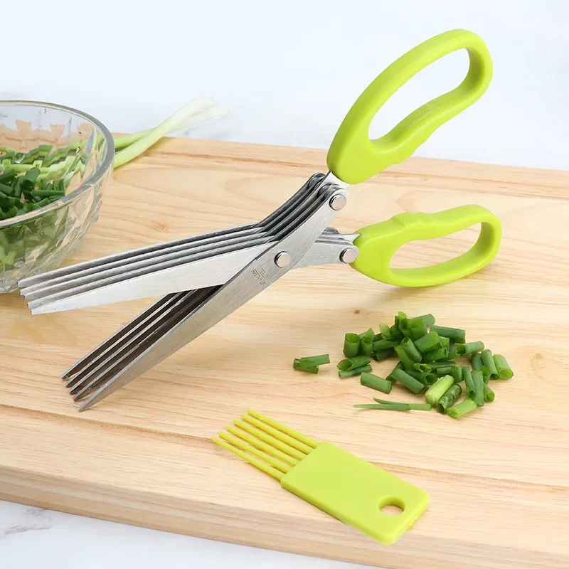 多機能ステンレス鋼キッチンはさみ、多層、ハーブはさみ、スカリ - Herb Scissors 5 Blade のレビューと価格