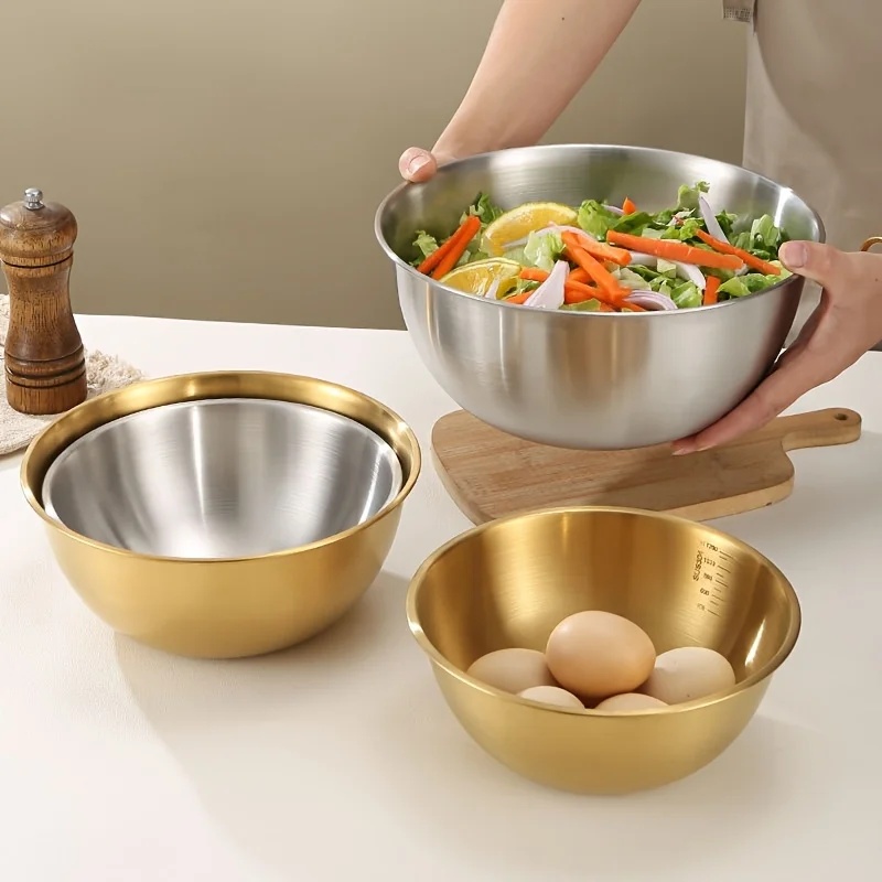 3個セット ステンレス製ミキシングボウル、混ぜる・こねる・焼 - Kitchen Gadgets Website のレビューと価格